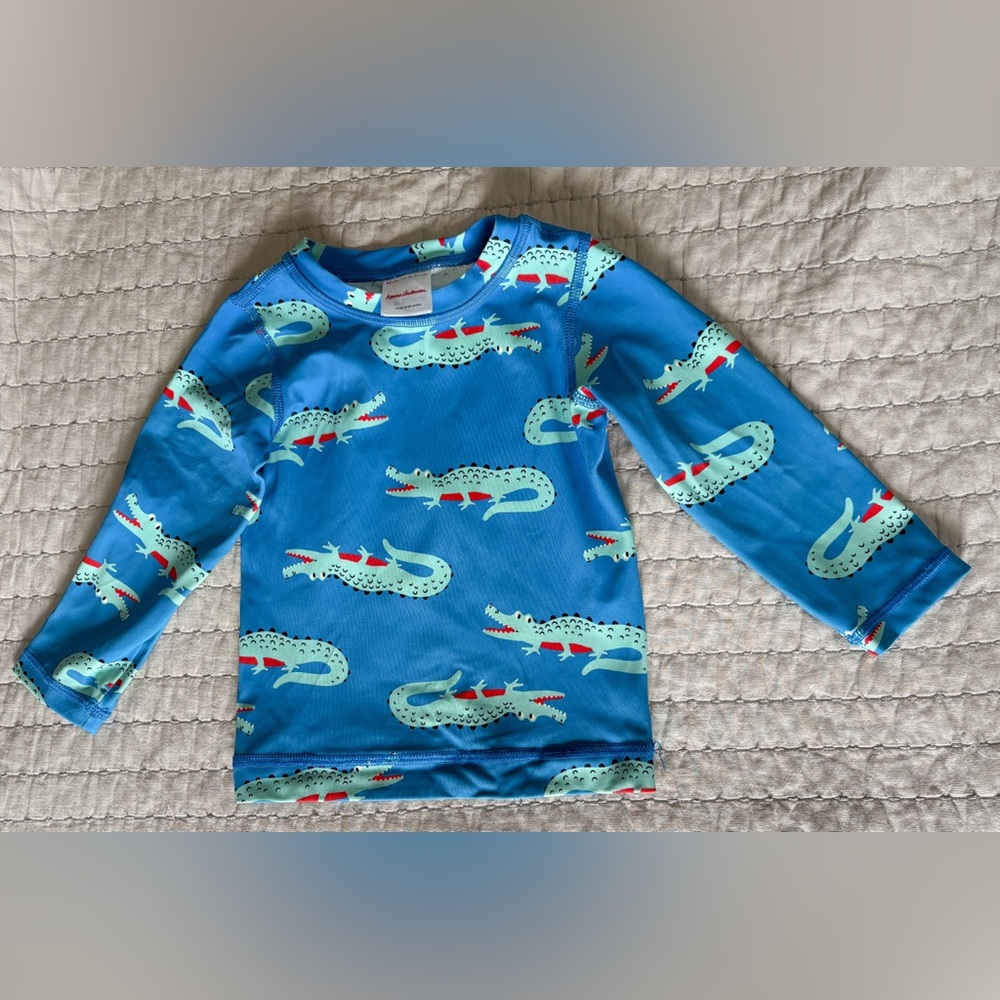 Hanna Andersson Blue and Green‎ Crocodile Shirt